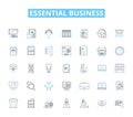 Essential business linear icons set. Essentiality, Vitality, Indispensable, Imperative, Crucial, Vital, Integral line