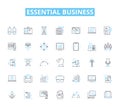 Essential business linear icons set. Essentiality, Vitality, Indispensable, Imperative, Crucial, Vital, Integral line Royalty Free Stock Photo