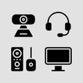 Essential computing hardware and communication accessories icon collection Royalty Free Stock Photo