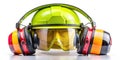 Essential Construction Worker Safety Gear Helmet Earmuffs and Face Shield for Comprehensive Protection Royalty Free Stock Photo