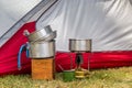 Cooking equipment on a campsite