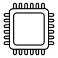Essential Digital Processor Microchip Outline Icon for Computing Technology Royalty Free Stock Photo