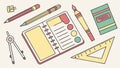 Essential Drafting Tools: Compass, Pencils, Notebook, vector design Generative AI Royalty Free Stock Photo
