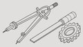 Essential Drafting Tools for Engineering and Design. vector design Generative AI Royalty Free Stock Photo
