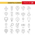 Essential Element Black Line Icon - 25 Business Outline Icon Set Royalty Free Stock Photo