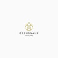 Abstract tulips, lotus flower logo icon design template. bloom, gold, elegant, luxury Royalty Free Stock Photo