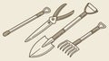 Essential Garden Hand Tools Collection, vector design Generative AI Royalty Free Stock Photo