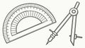 Essential geometry tools, including a protractor and compass, for education, vector design Generative AI Royalty Free Stock Photo