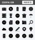 25 Essential Glyph icon pack. vector illustration Royalty Free Stock Photo