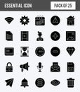 25 Essential Glyph icon pack. vector illustration Royalty Free Stock Photo