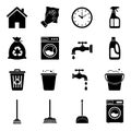 Essential household chores and items for cleanliness and organization Royalty Free Stock Photo