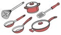 Essential Kitchen Pots, Pans, and Utensils Set Vector, vector design Generative AI Royalty Free Stock Photo
