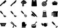 Essential Kitchen Utensils and Cooking Tools Silhouette Icons Royalty Free Stock Photo