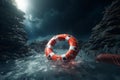 Essential Life buoy rescue ring sea. Generate AI