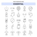 Essential Line Icon Set - 25 Dashed Outline Style