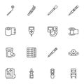 Essential medical equipment line icons set Royalty Free Stock Photo