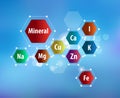Essential minerals for human health. Abstract scheme