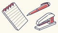 Essential Office Supply Icons: Notebook, Pen, Stapler, Work Tools, vector design Generative AI Royalty Free Stock Photo