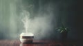 Essential oil aroma diffuser humidifier diffusing water articles in the air copy space. Royalty Free Stock Photo