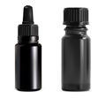 Essential oil bottle set. Black glass dropper vial