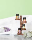 Essential oil bottles for composing various perfume fragrances on natural ingredients. Eco-friendly aromatherapy