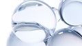 Essential Oil Bubbles for cosmetics in water. blue liquid bubbles, fluid flow. Collagen, atoms floating, Moisturizing Cream,