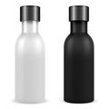 Essential oil cosmetic bottle black, white set. 3d Royalty Free Stock Photo