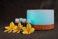 Essential oil diffuser with turqoise light