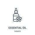 essential oil icon vector from theraphy collection. Thin line essential oil outline icon vector illustration