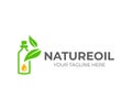 Essential oil logo design. Natural oil with fresh herbs vector design Royalty Free Stock Photo