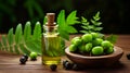 Essential oil neem in a bottle. Generative AI,