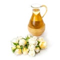 Essential oil with rose flower. Royalty Free Stock Photo