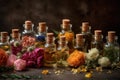 essential oils and medical flowers herbs - Generative AI Royalty Free Stock Photo