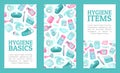 Essential Personal Hygiene Items Banner Design with Vector Template Royalty Free Stock Photo