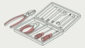 Essential Pliers and Tools in an Open Toolbox, vector design Generative AI Royalty Free Stock Photo