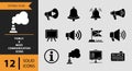 Essential public and mass communication icons: announcements, alerts, and information Royalty Free Stock Photo
