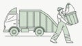 Essential public service: worker empties bins into a garbage truck for sanitation. vector design Generative AI Royalty Free Stock Photo