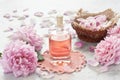 Essential rose aroma oil for massage and aromatherapy