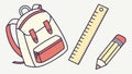 Essential School Supplies: Backpack, Ruler, and Pencil, vector design Generative AI Royalty Free Stock Photo