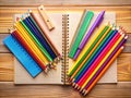 Essential School Supplies Ready for a Successful Learning Year A Colorful Collection for Elementary Middle and High Royalty Free Stock Photo