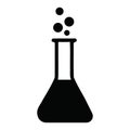 Essential scientific conical flask with bubbling substance for chemical analysis Royalty Free Stock Photo