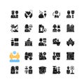 Essential services black glyph icons set on white space