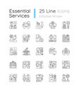 Essential services linear icons set