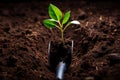 Essential Shovel plant soil humus. Generate Ai