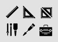 Essential tools for design, drafting, and creative engineering projects icon set Royalty Free Stock Photo