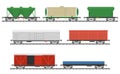 Essential Trains. Collection of freight railway cars. Royalty Free Stock Photo