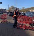 Essential Worker Supermarket Employee Wearing Mask New York City USA