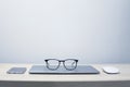 Essentials glases and leptop Royalty Free Stock Photo