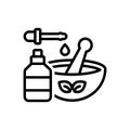 Black line icon for Essentials, necessary and herbal Royalty Free Stock Photo