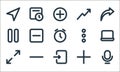 essentials ui line icons. linear set. quality vector line set such as microphone, log in, full screen, plus, minus, pause, show